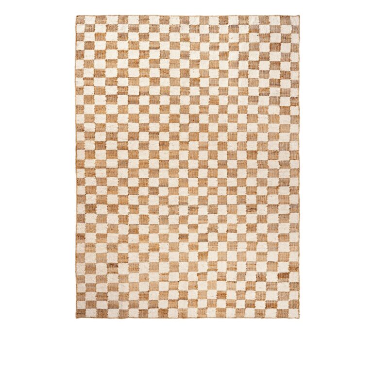Check Wool Jute Gulvtæppe 200x300 Off-White/Natural