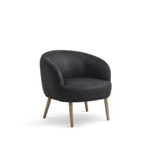 Conrad loungestol, m. armlæn - onyx sort micro læder bull og natur træ