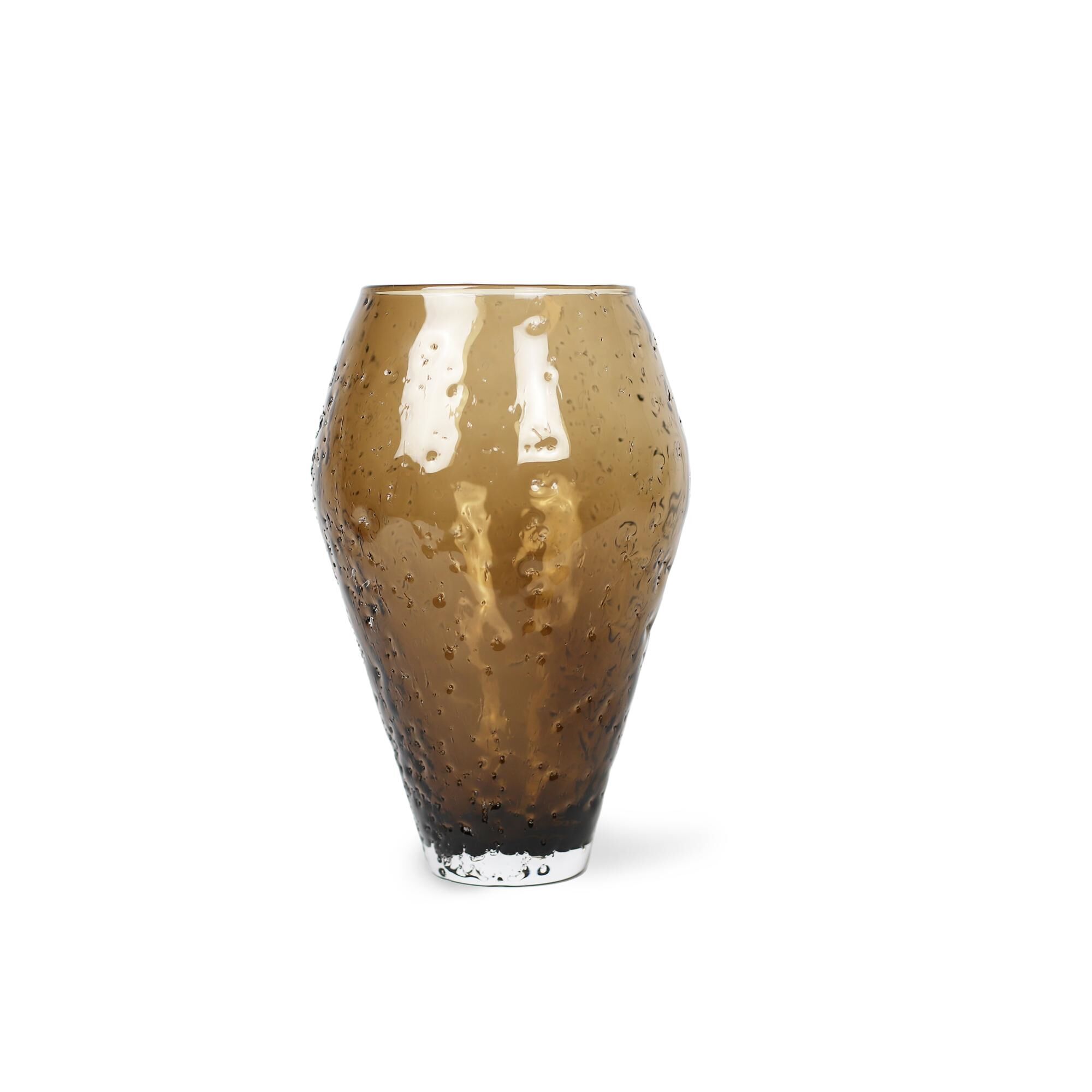 Crushed Glass Vase Stor Sepia Brown