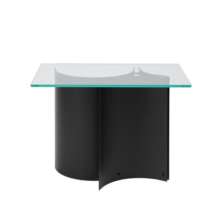 Curated Sidebord Sort Pulverlarkeret Stål/Glas