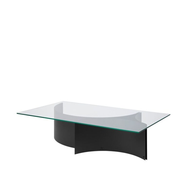 Curated Sofabord Sort Pulverlarkeret Stål/Glas