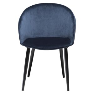 DAN-FORM Dual spisebordsstol, m. armlæn - blå velour og sort stål
