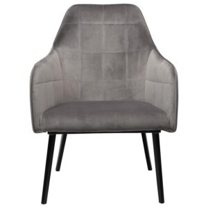 DAN-FORM Embrace loungestol, m. armlæn - grå velour og sort stål