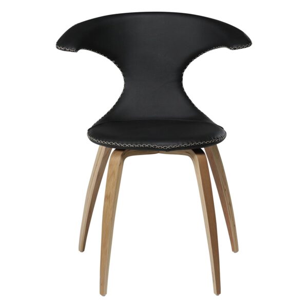 DAN-FORM Flair spisebordsstol - sort læder og natur egetræ