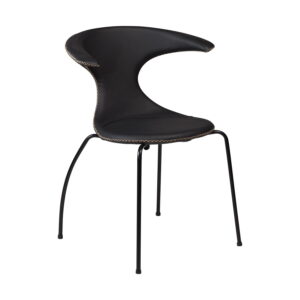 DAN-FORM Flair spisebordsstol - sort læder og sort stål