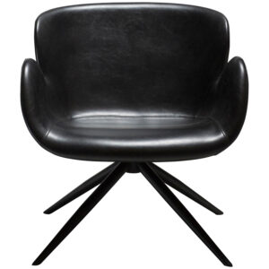 DAN-FORM Gaia loungestol, m. armlæn - vintage sort kunstlæder og sort stål