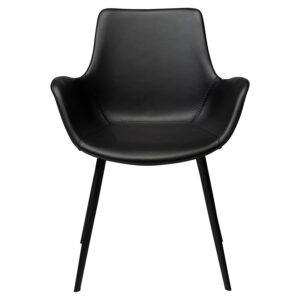 DAN-FORM Hype spisebordsstol, m. armlæn - sort kunstlæder og sort stål