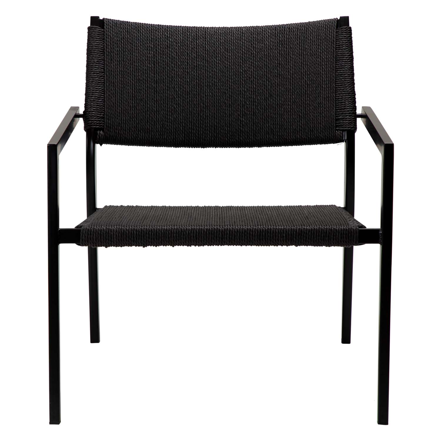 DAN-FORM Loop loungestol, m. armlæn - sort papirsnor og sort stål