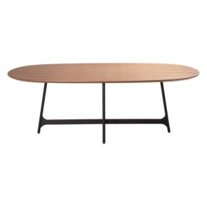 DAN-FORM Ooid spisebord, oval - brun valnødfinér og sort stål (110x220)
