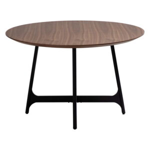DAN-FORM Ooid spisebord, rund - brun valnødfinér og sort stål (Ø120)