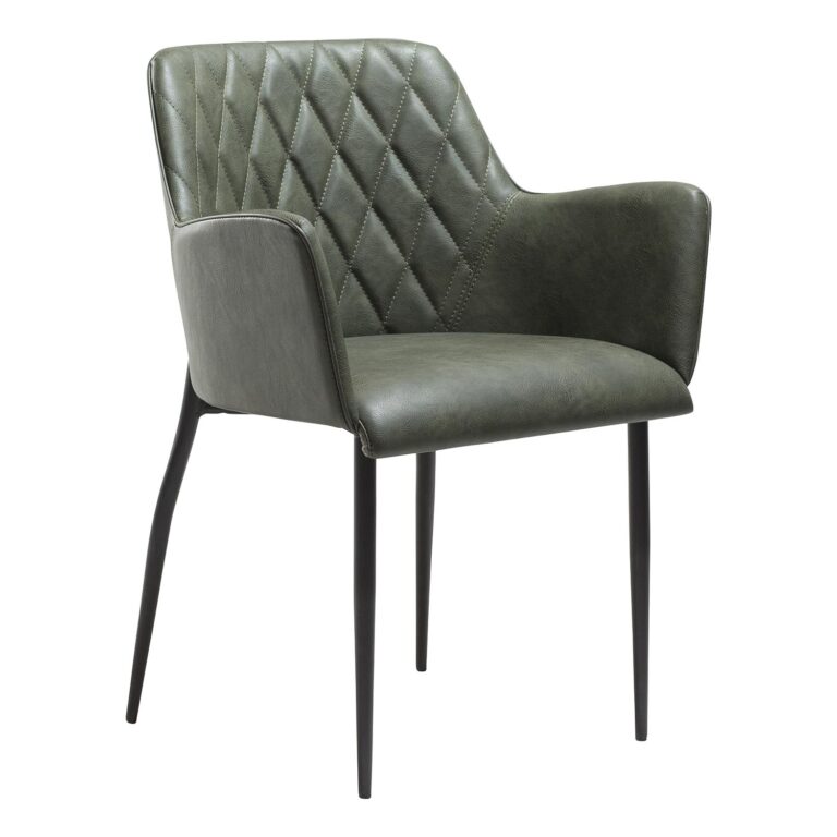 DAN-FORM Rombo lænestol - vintage grøn kunstlæder og sort stål