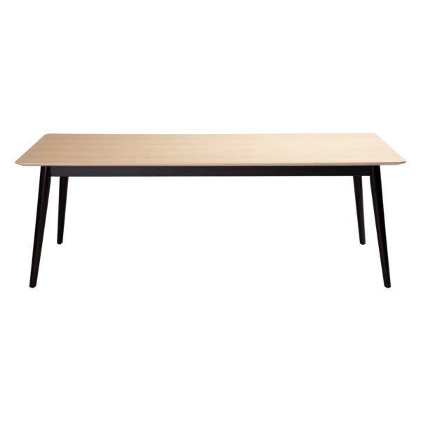 DAN-FORM Yolo spisebord, rektangulær - hvidvasket egefinér og sort træ (100x220)