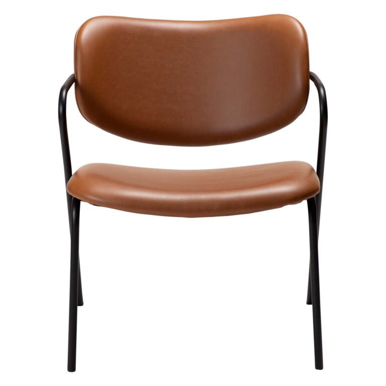 DAN-FORM Zed loungestol, m. armlæn - vintage lysebrun kunstlæder og sort stål