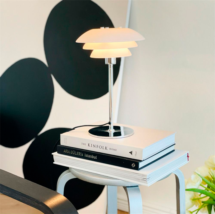 DL20 bordlampe, opal/krom