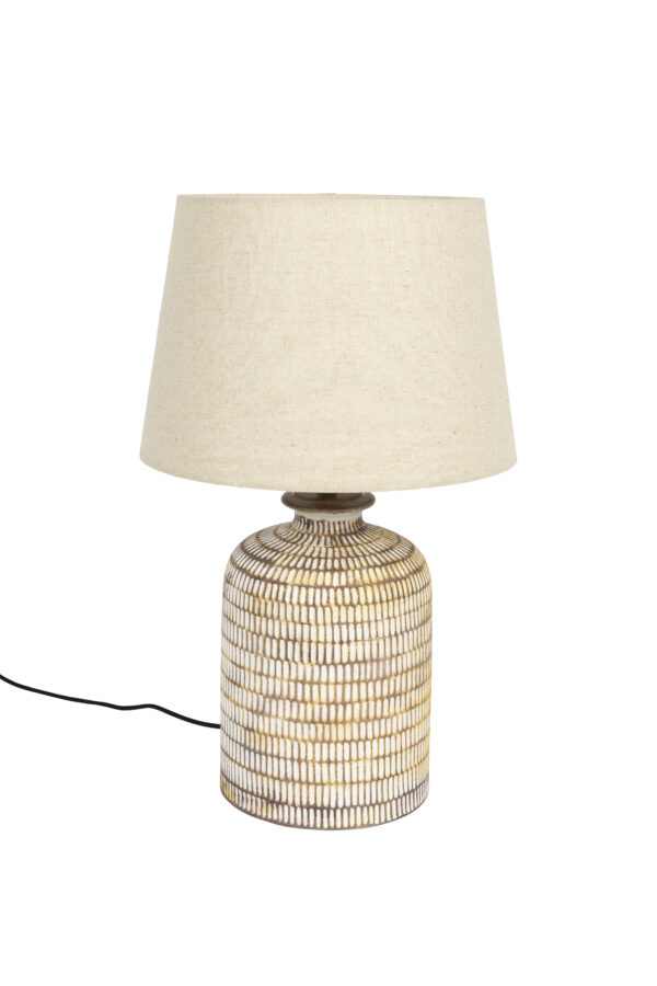 DUTCHBONE Russel bordlampe - sand linned og keramik