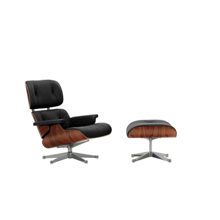 Eames Lænestol Med Ottoman Santos Palisander/Sort Læder