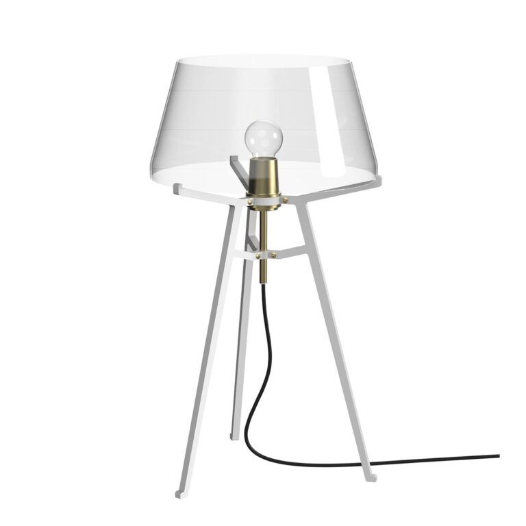 Ella Bordlampe Hvid/Røget Glas