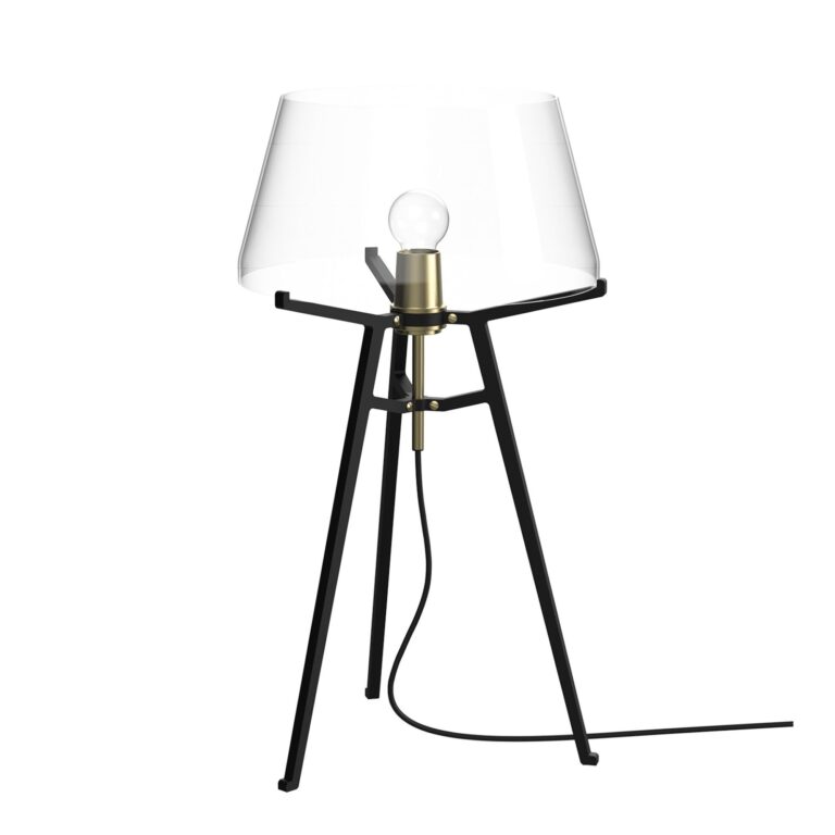 Ella Bordlampe Sort/Transparent Glas