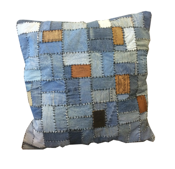 FUHRHOME firkantet Miami pude - denim patchwork (60x60)