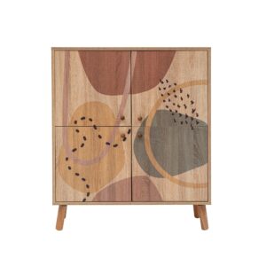 FUNZI LIVING Multilüx skab, m. 4 låger og 3 hylder - multifarvet melamin og træ