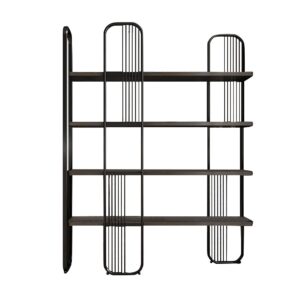 FUNZI LIVING Sierra bogreol, m. 4 hylder - sort melamin og sort metal