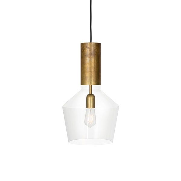 Fenomen Bred Pendel - Klart Glas & Messing