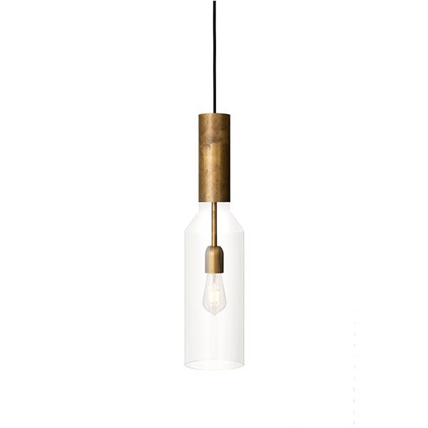 Fenomen Smal Pendel - Klart Glas & Messing