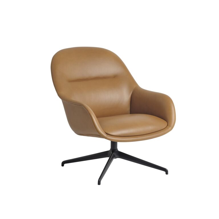 Fiber Lænestol Med Swivel Cognac Læder/Antracit
