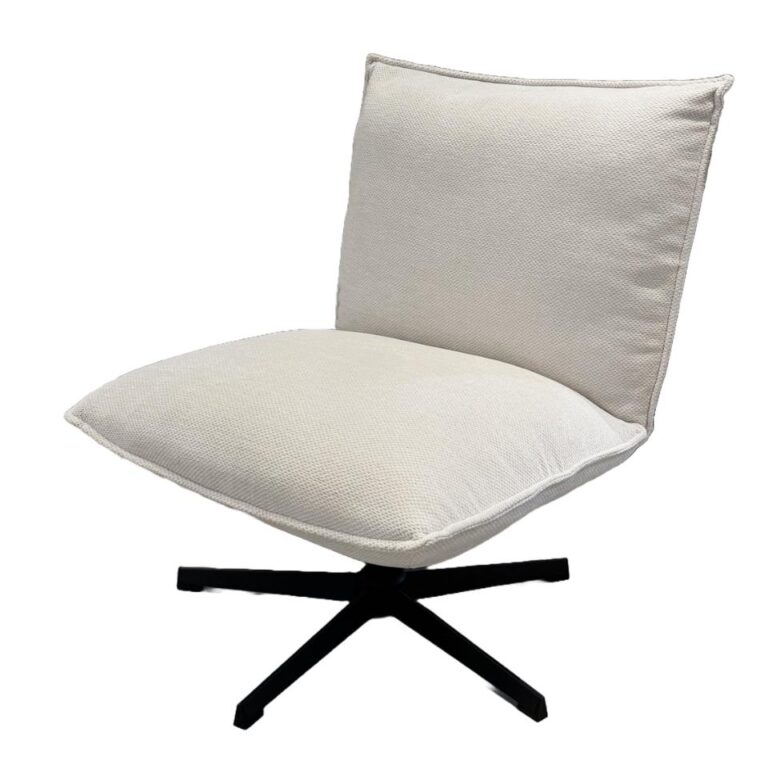 Fraser loungestol - offwhite chenille og sorte ben