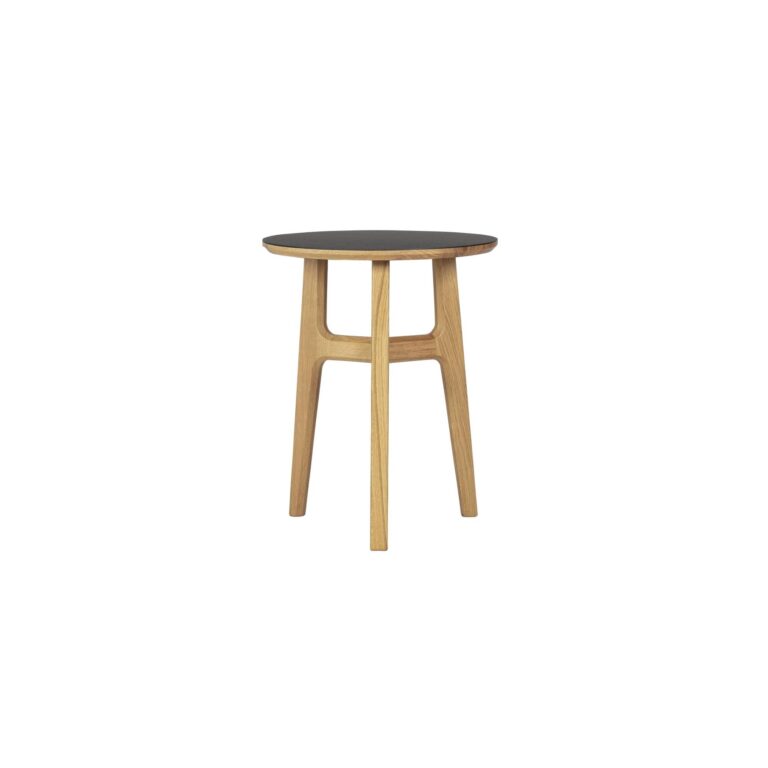 Freya Sofabord Massiv Lakeret Eg /Linoleum Sort 4023 Forbo Ø 40 x H 50