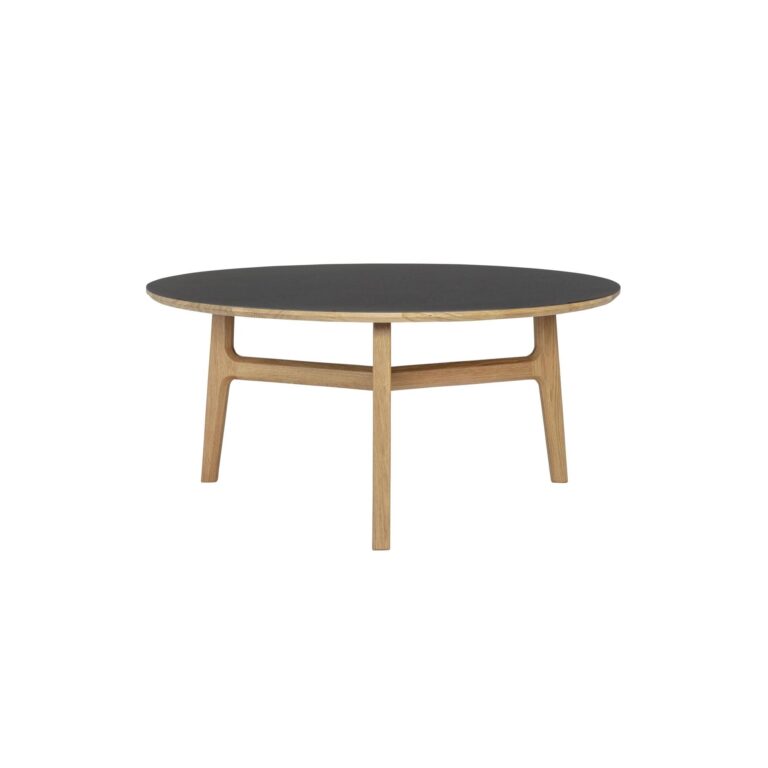 Freya Sofabord Massiv Lakeret Eg/Linoleum Sort 4023 Forbo Ø 85 x H 40