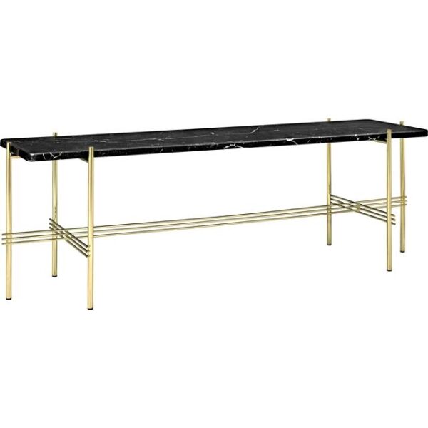 GUBI TS Konsolbord H40 cm M. 1 Hylde Messing/Sort Marquina Marmor