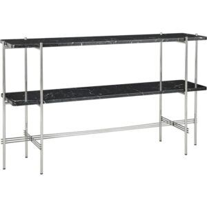 GUBI TS Konsolbord H72 2 Hylder Poleret Stål Black Marquina Marmor