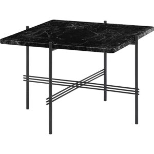 GUBI TS Sofabord Firkantet 55 x 55 cm med Sort Base og Sort Marquina Marmor Top