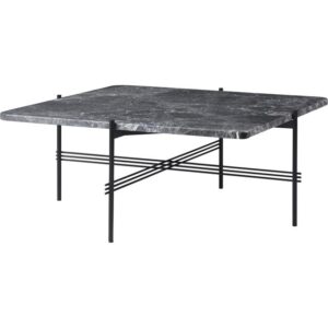 GUBI TS Sofabord Firkantet 80 x 80 cm med Sort Base og Grå Emperador Marmor Top