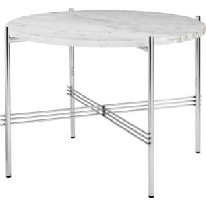 GUBI TS Sofabord Round Ø55 Poleret Stål/White Carrara Marmor