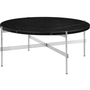GUBI TS Sofabord Round Ø80 Poleret Stål/Black Marquina Marmor