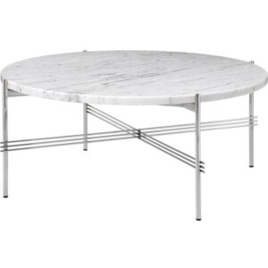 GUBI TS Sofabord Round Ø80 Poleret Stål/White Carrara Marmor