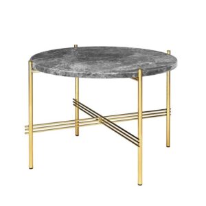 GUBI TS Sofabord Rundt Ø55 Messing/Grå Emperador Marmor