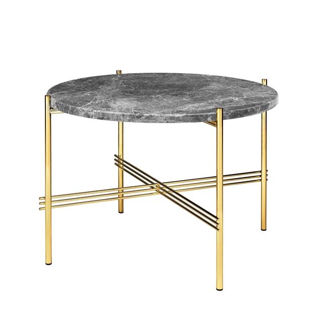 GUBI TS Sofabord Rundt Ø55 Messing/Grå Emperador Marmor