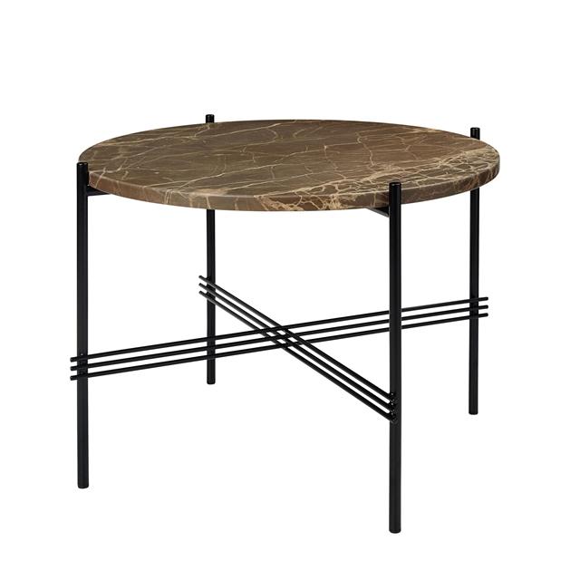 GUBI TS Sofabord Rundt Ø55 Sort/Brun Emperador Marmor