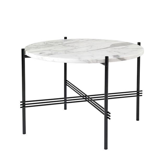 GUBI TS Sofabord Rundt Ø55 Sort/Hvid Carrara Marmor