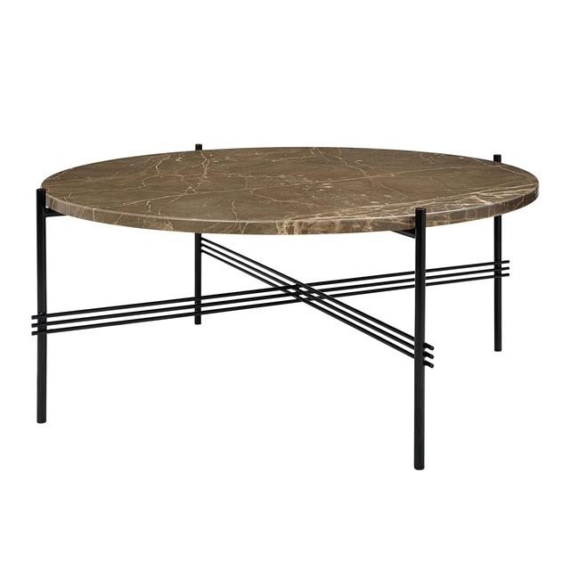 GUBI TS Sofabord Rundt Ø80 Sort/Brun Emperador Marmor