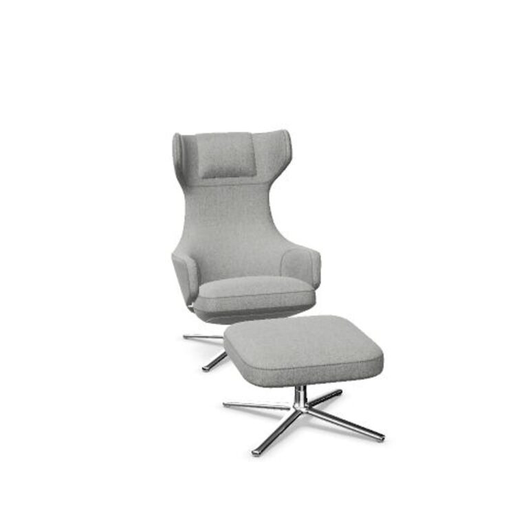 Grand Repos Lænestol Med Ottoman Cosy 2 Pebble Grey/Krom
