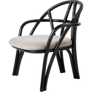 Gubi Bistra Lænestol Ebony Painted Rattan/Fustagno Limonta 001