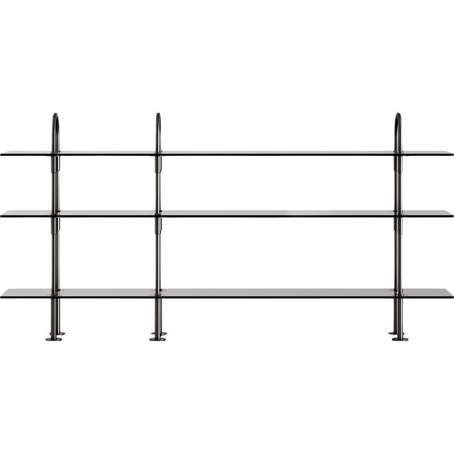 Gubi Keen 208 Reolsystem 3 Hylder Sort Messing/Røget Glas