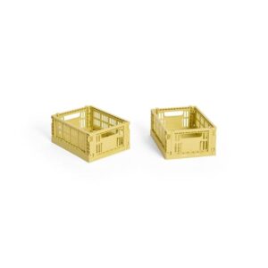 HAY Colour Crate Opbevaringskasse Mini Sæt af 2 Dusty Yellow