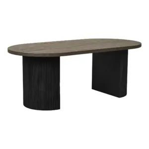 HOUSE NORDIC Boavista sofabord, oval - mørkebrun decorpapir og sort træ (60x120)