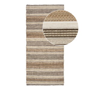 HOUSE NORDIC Morena løber gulvtæppe, håndvævet, rektangulær - natur/grå jute og uld (80x180)