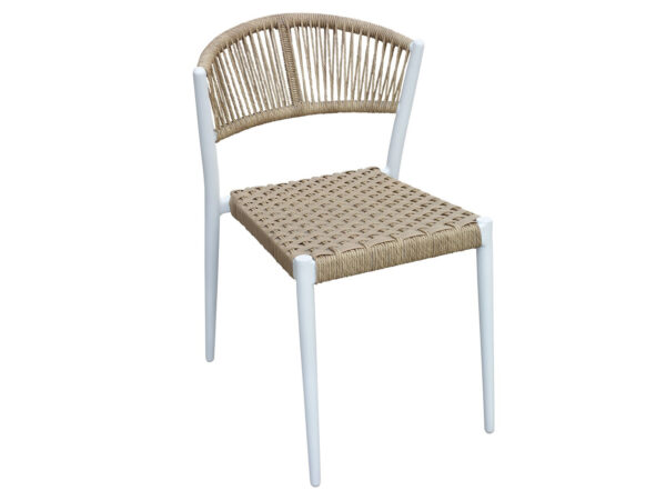 HOUSE OF SANDER Astrid spisebordsstol - natur polyrattan og hvid aluminium